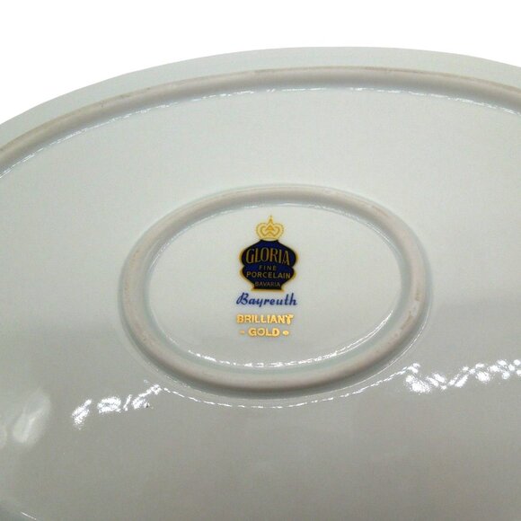 GLORIA BAVARIA Floral Porcelain Platter with Gold Trim Vintage 13" - Picture 10 of 10